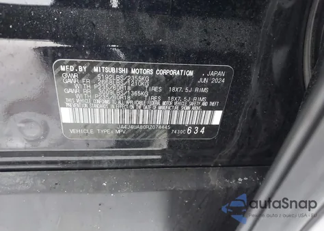 2024 Mitsubishi Outlander Es 2.5 S-Awc from USA, damaged, VIN JA4J4UA80RZ074445